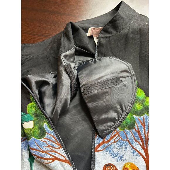 Vintage Starfire Novelty Cafe Scene Bomber Wearable Art Jacket Made in USA Sz 10 - Picture 7 of 9